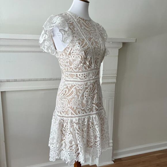 Cocktail Dress Small White Semi Formal Mini Party Classic Boho Lace Bridal - Picture 10 of 16